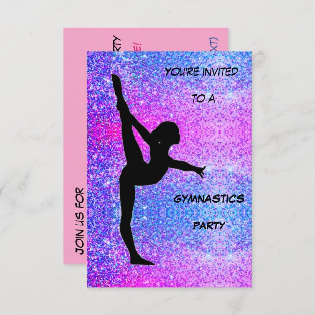 Gymnastics Party Invitation (Front/Back)