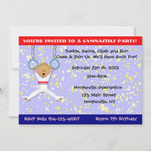 Gymnastics Party Personalized Announcements