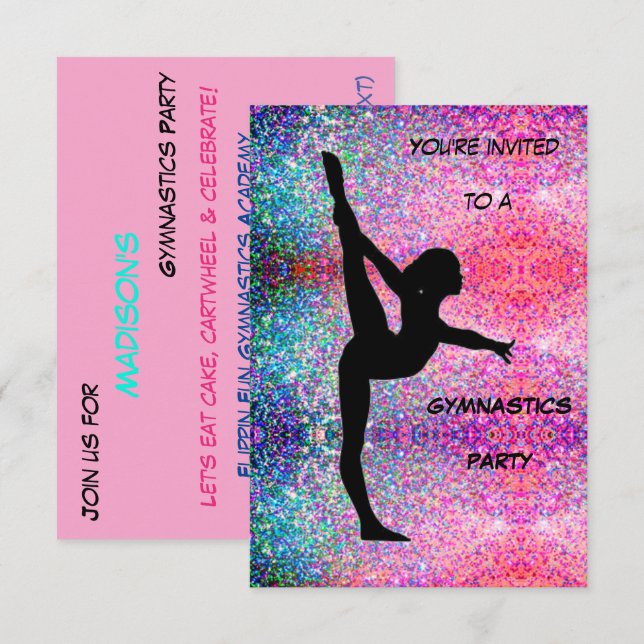Gymnastics Party Invitation (Front/Back)
