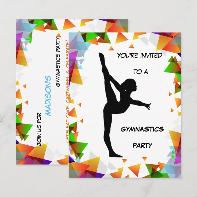 Gymnastics Party Invitation (Front/Back)