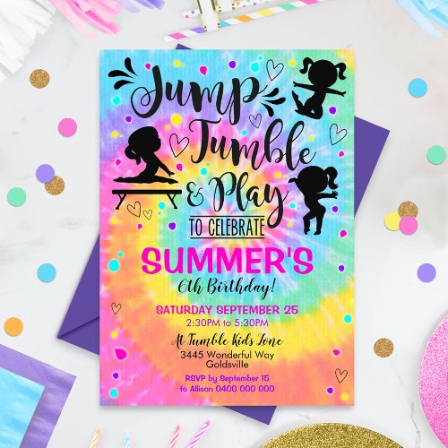 Gymnastics Party Invitation Jump Tumble Play