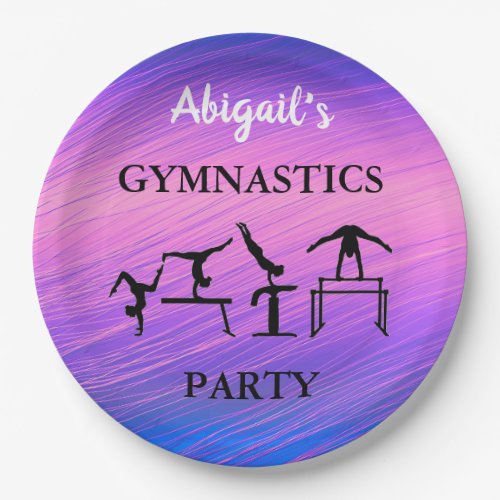 Gymnastics Party Paper Plates w Her Name