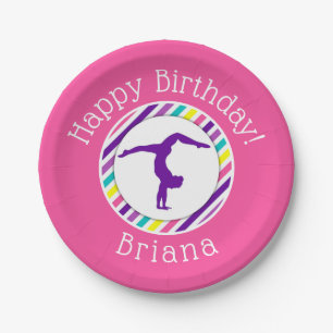 Gymnastics Party Pink Girl Paper Plates