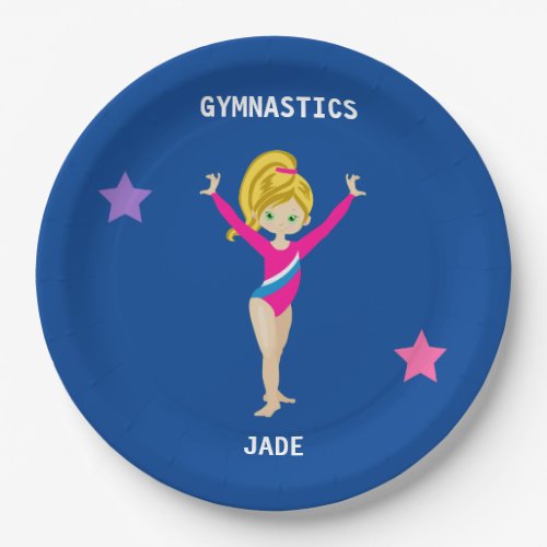 GYMNASTICS PARTY PLATES FOR GIRLS PERSONALIZED