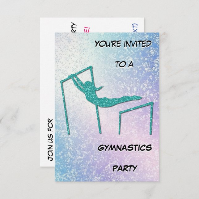 Gymnastics Party Shimmer Invitation (Front/Back)