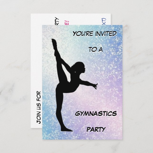 Gymnastics Party Shimmer Invitation (Front/Back)