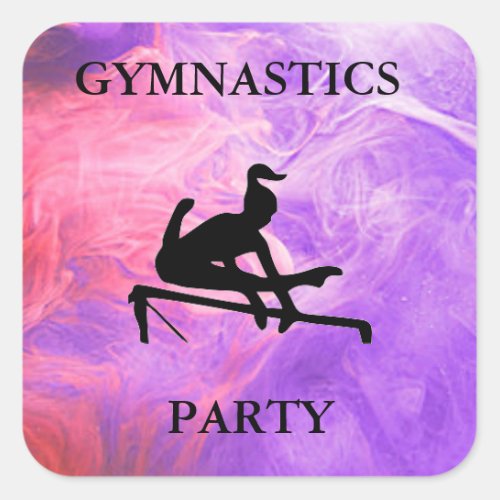 GYMNASTICS PARTY SQUARE STICKERS