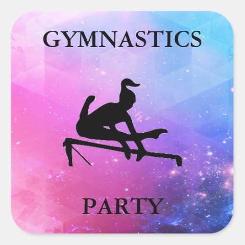 GYMNASTICS PARTY SQUARE STICKERS