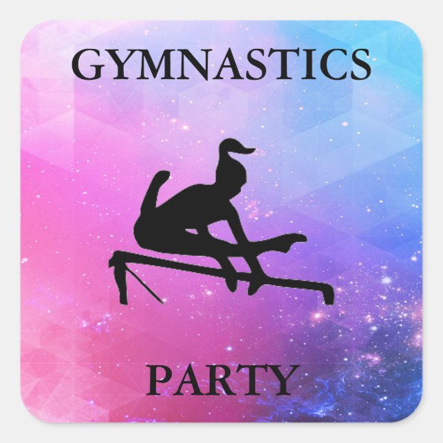 GYMNASTICS PARTY SQUARE STICKERS (Front)