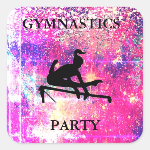 GYMNASTICS PARTY SQUARE STICKERS