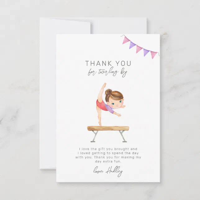 Gymnastics Party Thank You Card | Zazzle