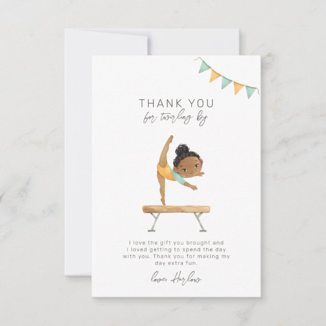 Gymnastics Party Thank You Card (Front)
