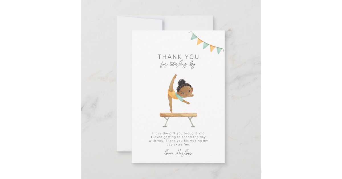 Gymnastics Party Thank You Card | Zazzle