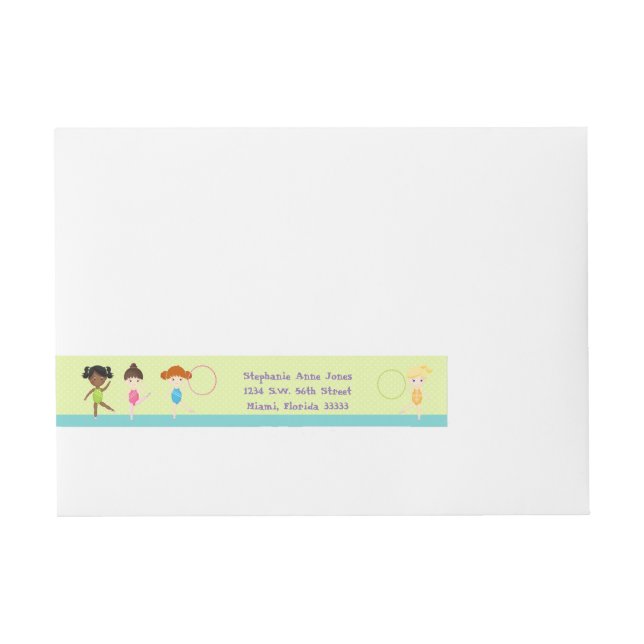 Gymnastics Party Wrap Around Address Label (Front)