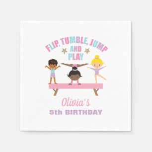 Gymnastics pastel birthday napkins