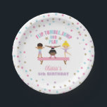 Gymnastics pastel birthday paper plates<br><div class="desc">Flip,  Tumble,  Jump and Play! Gymnastics birthday party plates in pink,  purple and blue pastel colors.</div>