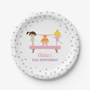 Gymnastics pastel birthday paper plates