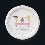 Gymnastics pastel birthday paper plates<br><div class="desc">Flip,  Tumble,  Jump and Play! Gymnastics birthday party plates in pink,  purple and blue pastel colors.</div>