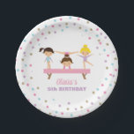 Gymnastics pastel birthday paper plates<br><div class="desc">Flip,  Tumble,  Jump and Play! Gymnastics birthday party plates in pink,  purple and blue pastel colors.</div>
