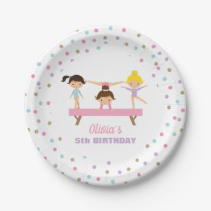 Gymnastics pastel birthday paper plates