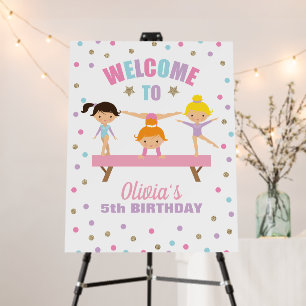 Gymnastics pastel birthday Welcome Foam Board