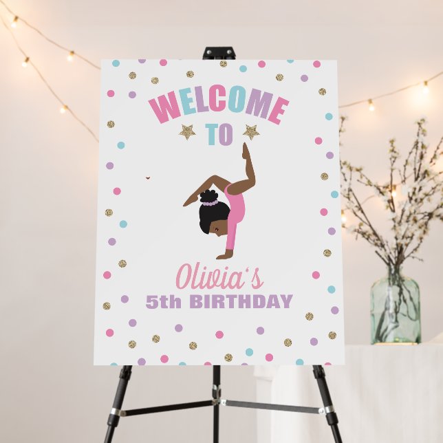 Gymnastics pastel birthday Welcome Foam Board (In Situ (Stand))