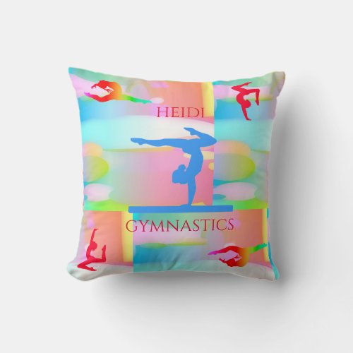 GYMNASTICS pastel camouflage throw pillow Throw Pillow