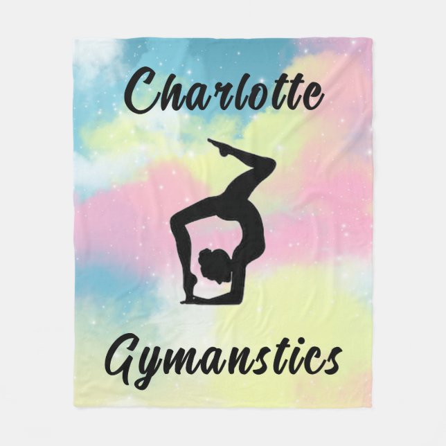 Gymnastics Pastel Pink Blue Yellow Personalized Fleece Blanket (Front)