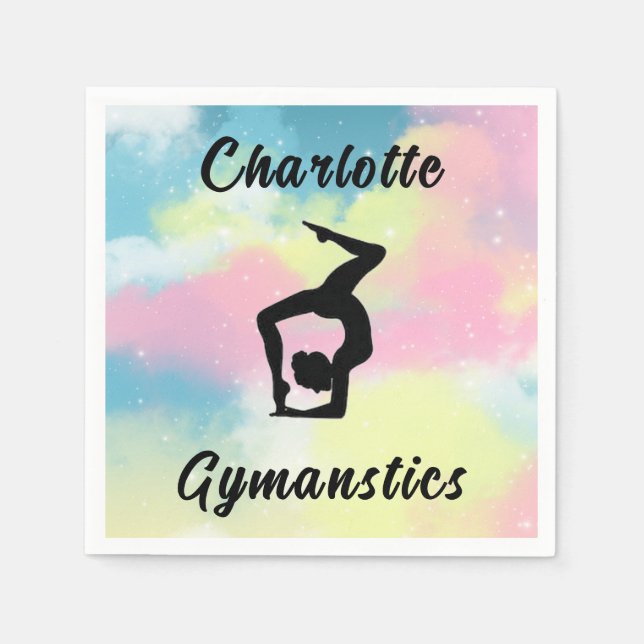 Gymnastics Pastel Pink Blue Yellow Personalized Napkins (Front)