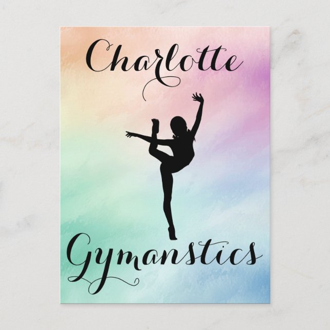 Gymnastics Pastel Purple Green Personalized Postcard (Front)