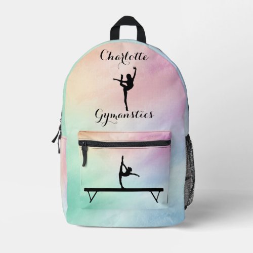 Gymnastics Pastel Purple Green Personalized Printed Backpack