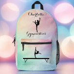 Gymnastics Pastel Purple Green Personalized Printed Backpack