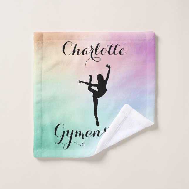 Gymnastics Pastel Purple Green Personalized Wash Cloth (Wash Cloth)