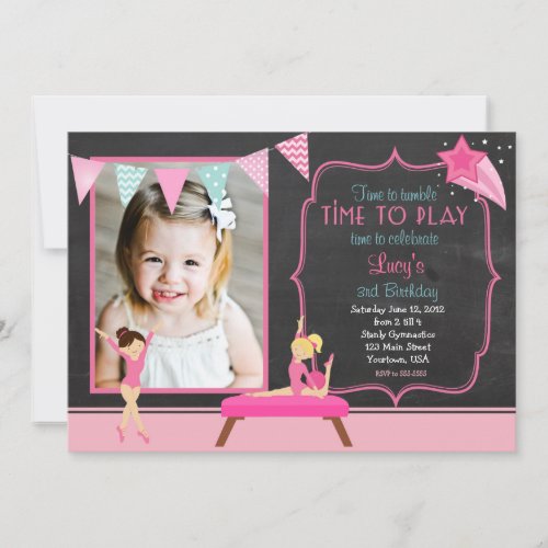 Gymnastics Pendants Birthday Invitation