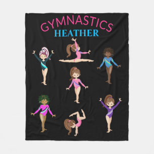Gymnastics personalized 7 gymnast kids blanket. fl fleece blanket