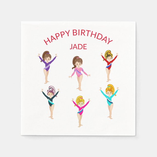 Gymnastics personalized BIRTHDAY    Napkins (Front)