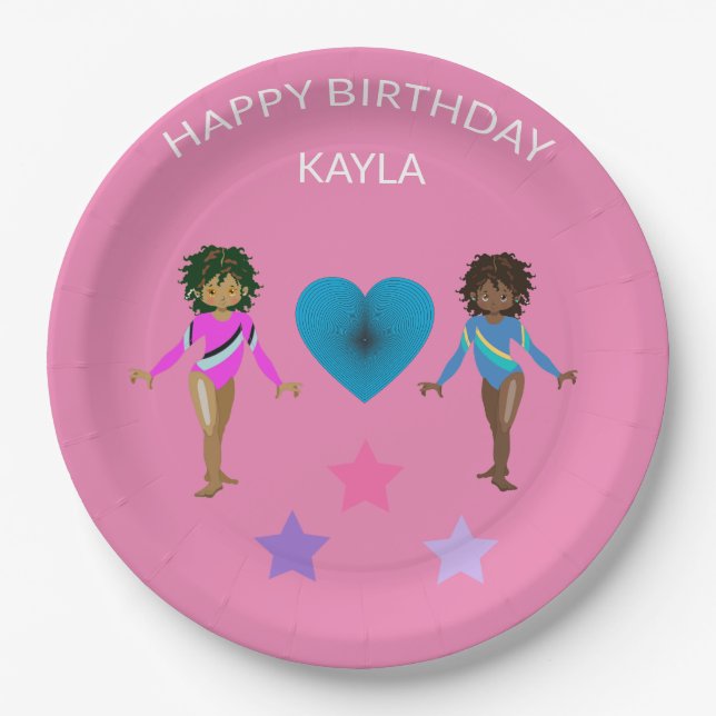 Gymnastics personalized BIRTHDAY PAPER PLATES (Front)