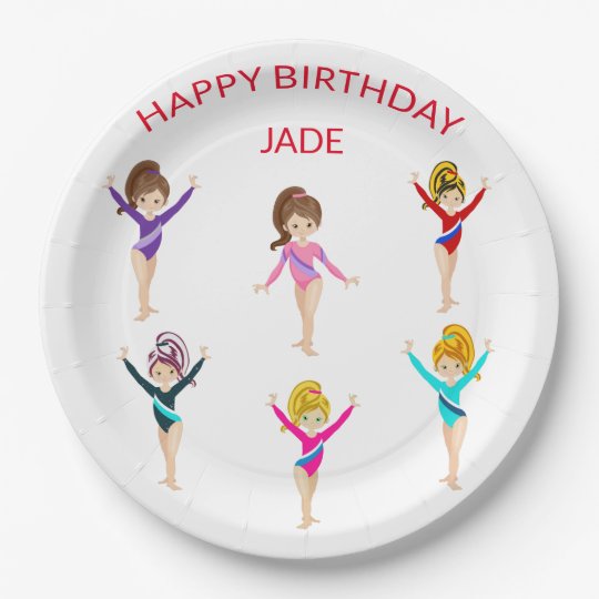 Gymnastics personalized BIRTHDAY PAPER PLATES