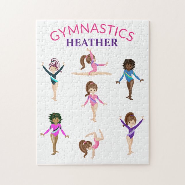 Gymnastics personalized gymnast girl's jigsaw puzz puzzle (Vertical)