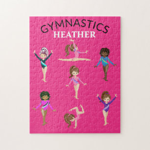 Gymnastics personalized gymnast girl's jigsaw puzzle