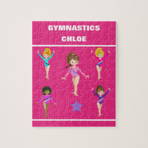 Gymnastics personalized gymnast girl's puzzle. jig jigsaw puzzle