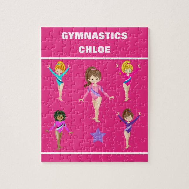 Gymnastics personalized gymnast girl's puzzle. jig jigsaw puzzle (Vertical)