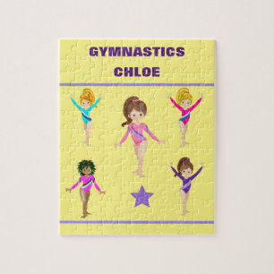 Gymnastics personalized gymnast girl's puzzle. jig jigsaw puzzle