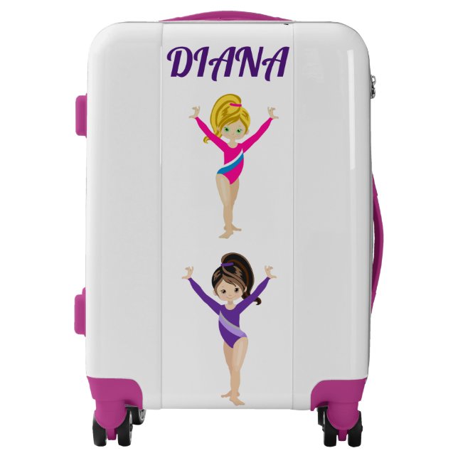 Gymnastics personalized gymnast girl's suitcase (Front)
