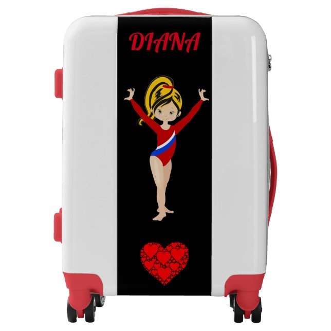 Gymnastics personalized gymnast girl's suitcase (Front)