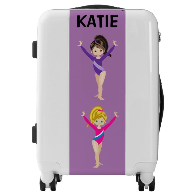 Gymnastics personalized gymnast girl's suitcase (Front)