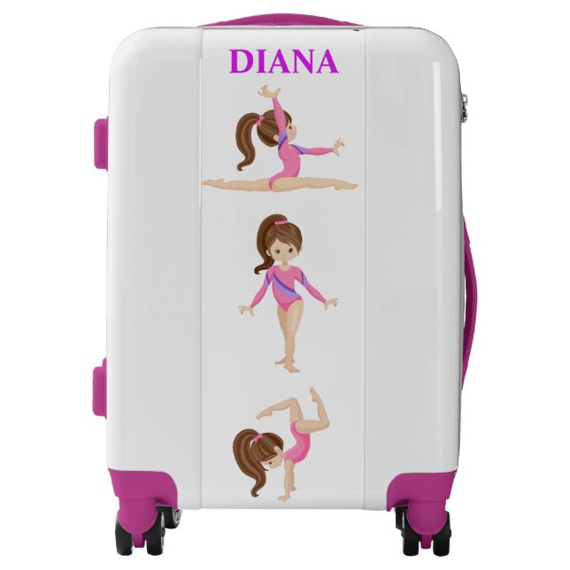 Gymnastics personalized gymnast girl's suitcase (Front)