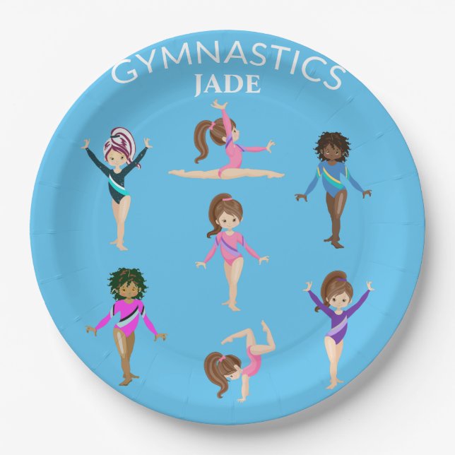 Gymnastics personalized gymnast PAPER PLATES (Front)