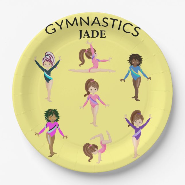 Gymnastics personalized gymnast PAPER PLATES (Front)