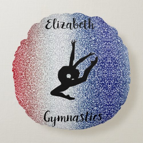 Gymnastics Personalized Red White Blue Round Round Pillow